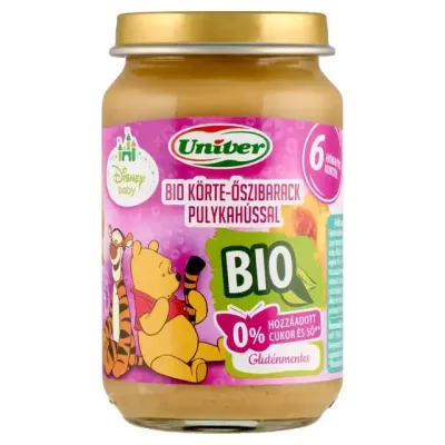 Univer Disney Baby bio bébiétel körte-őszibarack, pulykahús ízesítéssel