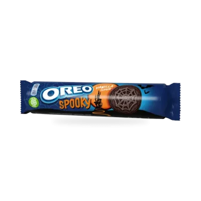 Oreo Spooky vaníliaízű töltelékkel töltött kakaós keksz