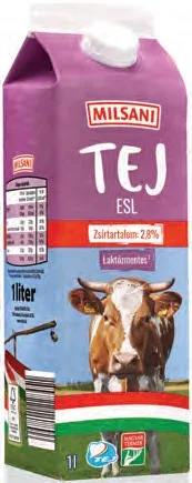 Milsani ESL laktózmentes tej 2,8%